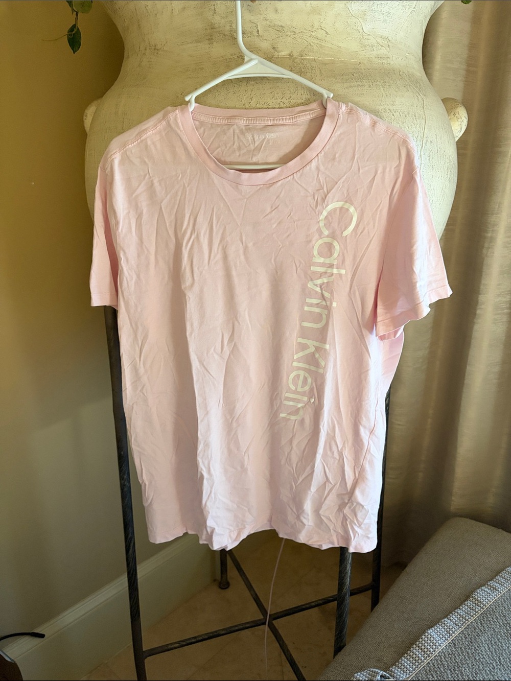 Calvin Klein Light Pink Vertical Logo Short Sleeve Tee